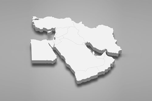 دانلود وکتور سه بعدی ایزومتریک نقشه خاورمیانه ایزوله با سایه